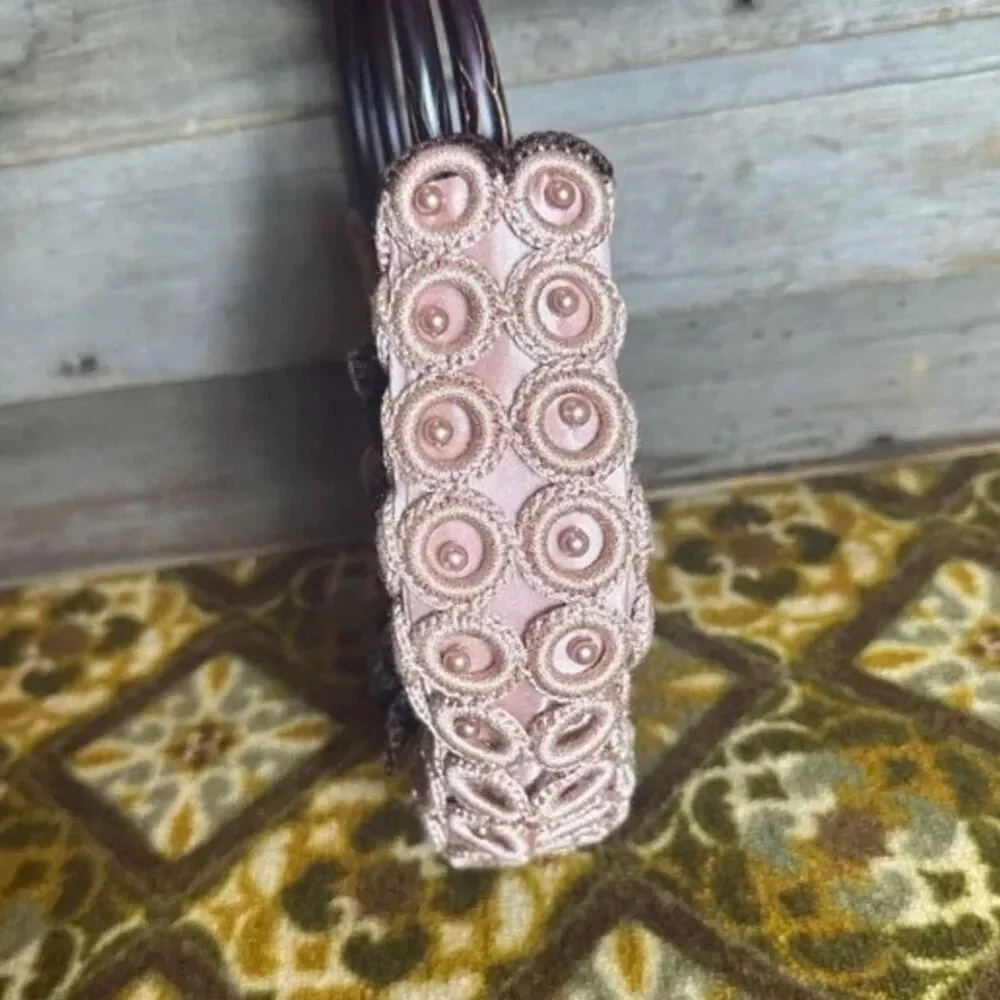 Vtg Crochet Bag Pink and Brown Bag